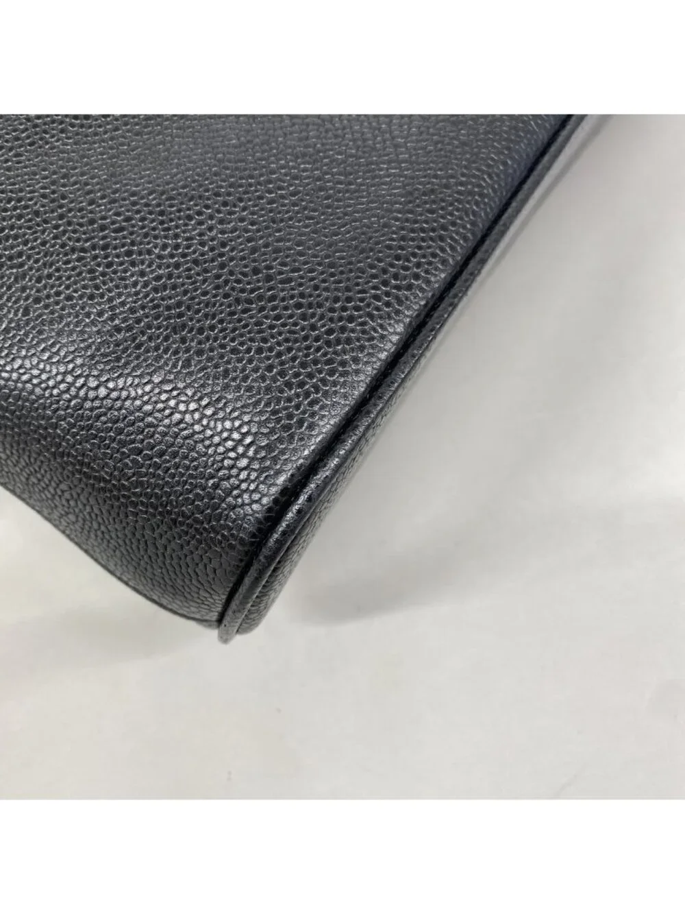 Chanel Shoulder Bag Caviar Leather Black Gold